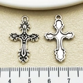 Pendentif croix en alliage argent antique pour bijoux DIY, détail de hauteur 3,2 cm - Croix Argent Antique (22331)
