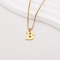 Detailed close-up of a golden capital letter B pendant necklace with a stylish box chain - Letter B (BJGN0271) / Gold