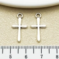 Pendentifs croix en alliage argenté poli de 25mm x 15mm pour la création de bijoux - Croix Argent Antique (22334)