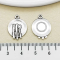 Antiksilberne Zinklegierung Mini-Küchenbesteck-Anhänger in Vorder- und Rückansicht - Simulations-Teller-Set (8840)