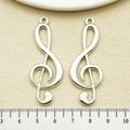 Ancient silver treble clef music charm pendant made of zinc alloy for DIY jewelry - Antique Silver Large Music Note (22276)