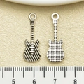 Antique silver finish guitar shaped zinc alloy charm pendants for DIY jewelry crafting - Antique Silver Musical Guitar (22277)