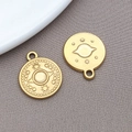 Colgante celestial dorado mate con sol y estrellas para creación de joyas DIY - Colgante Redondo de Estrella Dorada / 16x18x2mm