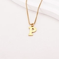 Macro shot of gold box chain necklace featuring a minimalist letter P pendant - Letter P (BJGN0271) / Gold