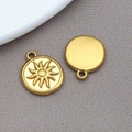 Colgante de sol de acero inoxidable dorado y esmalte para creación de joyas DIY - Colgante de Sol Dorado / 13x16x3mm