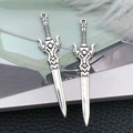 Antique silver fantasy sword charms for DIY jewelry making and crafting projects - Antique Silver Fantasy Pendant (12x59mm-16190)