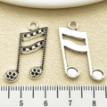 Antique silver musical note pendants for DIY jewelry making with ruler reference - Antique Silver Large Music Note (22281)