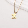 Macro view of golden letter X pendant with elegant box chain on textured background - Letter X (BJGN0271) / Gold