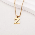 Detailed view of a gold-plated titanium steel square link chain with a letter Z pendant - Letter Z (BJGN0271) / Gold