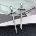 Pair of vintage silver longsword charms for DIY jewelry making and necklaces - Antique Silver Cross Long Sword (16x54mm-18720)