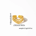 Detailed view of gold plated V-shape layered bead ring with size and weight metrics - Three-Layer Beaded V-Shape Style (#0822) / Gold