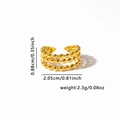 Macro view of gold stacked triple-layer beaded open ring with size dimensions 0.35inch - Three-Layer Beaded Stack Style (#0825) / Gold