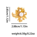 Gold flower ring with white pearls and 18K gold plating, showing size and weight specs - Flower Artificial Pearl Style Ring (BJGR0886)