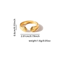 Detailed view of hug-shaped open ring in gold finish with precise measurements - Hug Theme Hands Style (#0831) / Gold