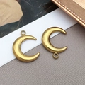 Colgantes de luna creciente dorada en acero inoxidable pulido para joyería DIY - Amuletos de Luna de Oro / 18x23x3mm