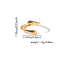 Detail shot of golden hug ring showing dimension specs of 1.35cm height and 1.4g weight - Hug Hands Style (#0836) / Gold
