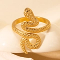 Vintage gold snake ring featuring detailed scales and wrap-around titanium steel design - Gold Style 5