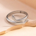 Silver snake element ring in titanium steel with detailed scales and wrap design - Steel Color Style 7