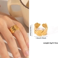 Anillo de hoja en acero inoxidable con baño de oro 18k, mate, ancho 1,3 cm - Estilo Hoja Esmerilada 2 / Dorado