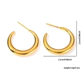 Orecchini a cerchio a mezzaluna dorati minimalisti da donna, diametro 2,5 cm, finitura lucida - Stile Mezzaluna Dorata (#0355)