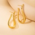Polierte goldene U-förmige Wellenohrringe mit minimalistischem Edelstahl-Design - #0542 (15.2g)
