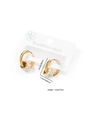 Detalle de pendientes de aro de acero dorado con colgante de cuentas de cristal brillante - Pendientes de Strass Cilíndricos (0293)