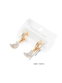 Detalle de pendientes de luna dorada con pavé de circonitas sobre base de acero - Pendientes de Luna con Pavé de Strass (0290)