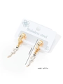 Detalle de pendientes de serpiente dorados con cristales en tarjeta de acero - Pendientes de Serpiente Pequeña con Strass (0291)