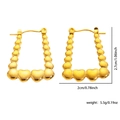Orecchini rettangolari placcati oro con bordi a perline e doppio dettaglio a cuore - Stile Cuore Perlato Vintage Dorato (#0196)