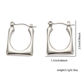 Orecchini a cerchio rettangolari in argento in acciaio inossidabile lucido - Stile Forma U Geometrica Argentata Lucida (#0213)