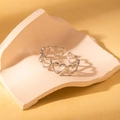 Bague ouverte ajustable en acier titane argenté avec motif de cœurs évidés continus - Style Cœur Ajouré Continu (钢色18) / Argent