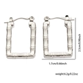 Orecchini a cerchio rettangolari in argento con trama a bambù in stile minimalista - Stile Rettangolare Bambù Argentato (#0204)