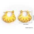 Orecchini a cerchio minimalisti in oro con texture a conchiglia per donna - Stile Conchiglia Smerlata Dorata (#0238)