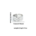 Détail de la bague en acier inoxydable texturé montrant la largeur de 0,8 cm et les mesures - Ouvert Réglable / Style Texture Mur de Briques (TYR0588)