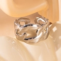 Minimalistische zilveren brede schakelring met een gepolijste afwerking - Dikke Ketting Stijl (#0441)