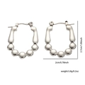 Orecchini a cerchio ovali argento minimalisti con perle e misure dettagliate - Stile Forma U con Accento Perlato Argentato (#0203)