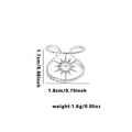 Vue détaillée des dimensions de la bague soleil avec hauteur 1,7cm et largeur 1,8cm - Ouvert Réglable / Style Fleur de Soleil Étoile (TYR0590)