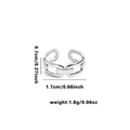 Détail d'une bague à maillons ovales argentés avec mesures et poids indiqués - Ouvert Réglable / Style Maillon de Chaîne (TYR0592)