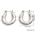 Orecchini a cerchio ondulati in acciaio argento dal design spesso e irregolare minimalista - Stile Ripple Spesso Argentato (#0188)