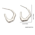 Orecchini minimalisti in argento stile lava geometrica per donna misura 3cm - Stile Liquido Lava Argentato (#0211)