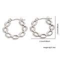 Orecchini a cerchio minimalisti in catena cubana argento per donna con misure incluse - Stile Cerchio a Catena Argentata (#0183)