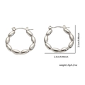 Orecchini a cerchio con perline argentate con design vintage ovale da donna in colore argento - Stile Cerchio Perlato Argentato (#0215)