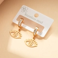 Goldene Edelstahl-Ohrhänger im Evil-Eye-Design mit funkelnden weißen Zirkonia-Steinen - Böser Blick Stil (0281)