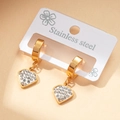 Orecchini a cuore dorati con cristalli bianchi su cerchio in acciaio inossidabile - Stile Cuore con Strass Completi (0284)