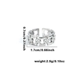 Vue détaillée de la bague géométrique creuse argentée avec dimensions et poids de 2,9g - Ouvert Réglable / Style Rectangle à Croix Creuse (TYR0633)