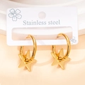 Orecchini a stella in acciaio inossidabile dorato con perni circolari su cartoncino - Stile Stella Lucida (0302)
