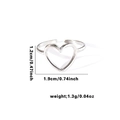 Adjustable silver stainless steel open ring featuring a minimalist hollow heart design - Adjustable / Wide Heart Hollow Style (TYR0513) / Silver