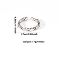 Detailed dimensions of silver hollow circular geometric open ring with weight and size info - Adjustable / Continuous Dot Hollow Style (TYR0516) / Silver