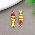 DIY colorful cartoon fish enamel pendants in vibrant red and yellow finish - Gold Color Red Yellow Striped Fish (T1204)