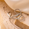 Silberner Ring mit unregelmäßiger Lavatextur auf Travertin mit Seidenstoff - Wellen Lava Textur Stil (BJGR0565) / Silber